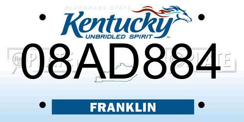 08AD884 Kentucky License Plate