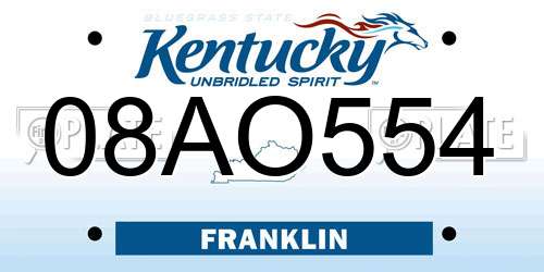 08AO554 Kentucky License Plate