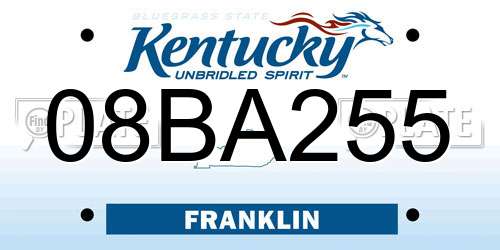 08BA255 Kentucky License Plate