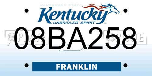 08BA258 Kentucky License Plate