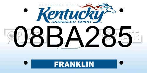 08BA285 Kentucky License Plate