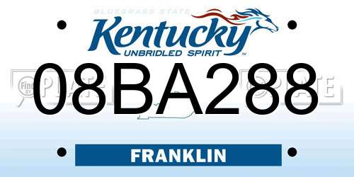 08BA288 Kentucky License Plate