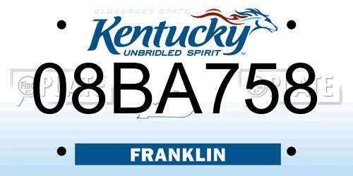 08BA758 Kentucky License Plate