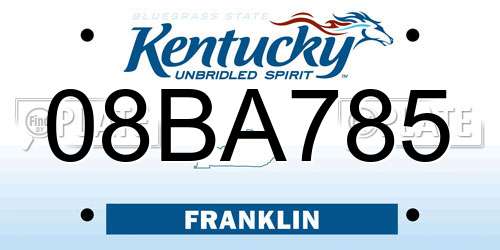 08BA785 Kentucky License Plate