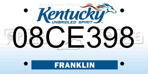 08CE398 Kentucky License Plate