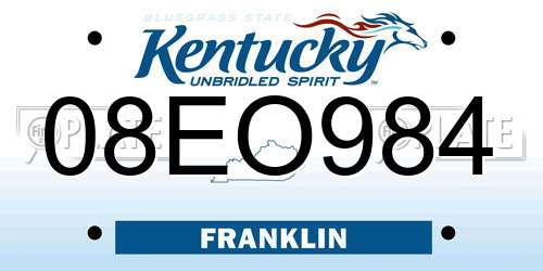 08EO984 Kentucky License Plate