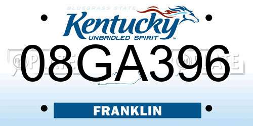 08GA396 Kentucky License Plate