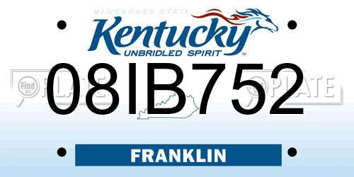 08IB752 Kentucky License Plate