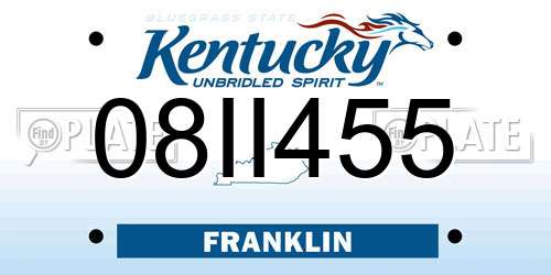 08II455 Kentucky License Plate