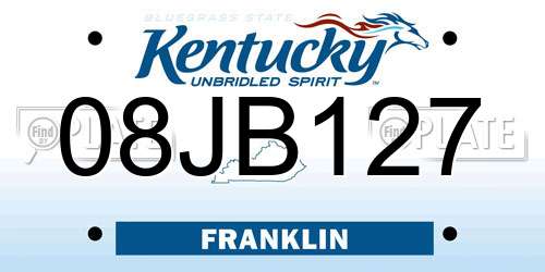 08JB127 Kentucky License Plate