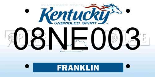 08NE003 Kentucky License Plate