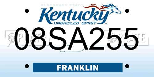 08SA255 Kentucky License Plate