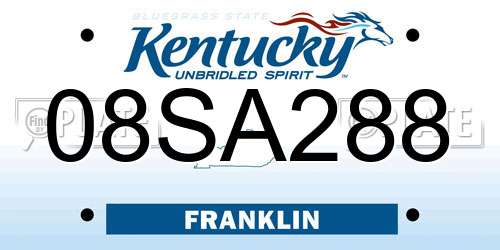 08SA288 Kentucky License Plate