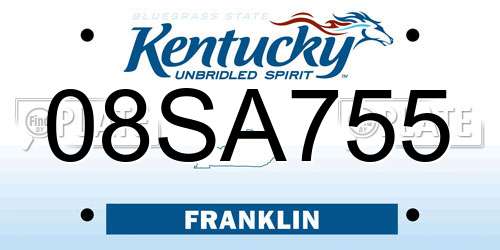 08SA755 Kentucky License Plate