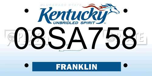 08SA758 Kentucky License Plate
