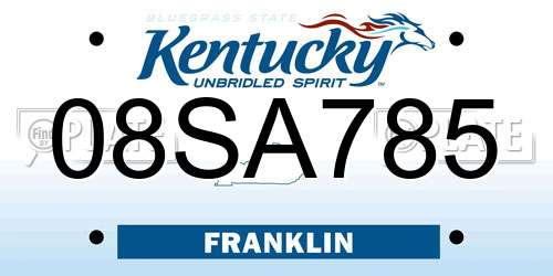 08SA785 Kentucky License Plate