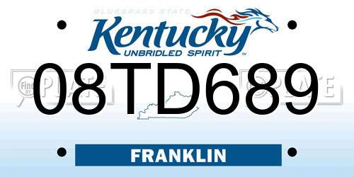 08TD689 Kentucky License Plate