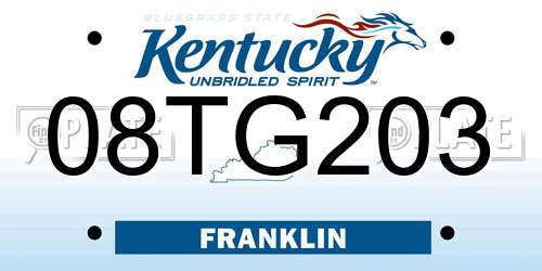 08TG203 Kentucky License Plate
