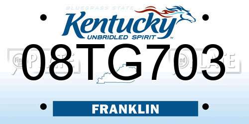 08TG703 Kentucky License Plate