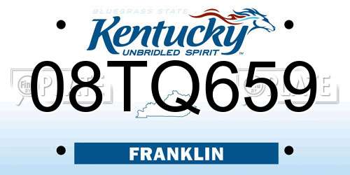 08TQ659 Kentucky License Plate