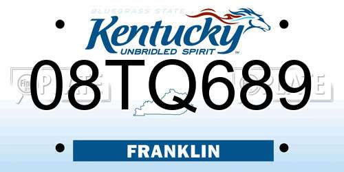 08TQ689 Kentucky License Plate