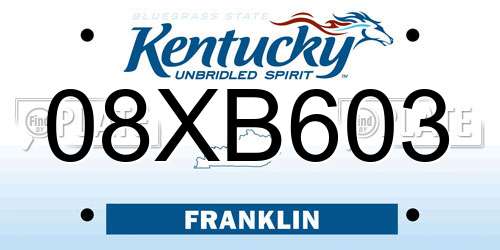 08XB603 Kentucky License Plate
