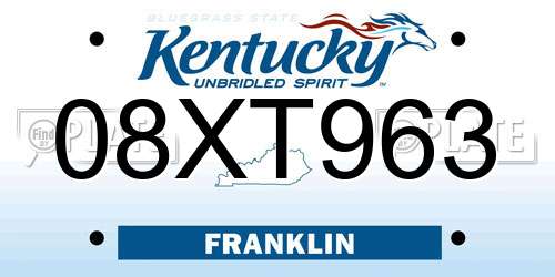08XT963 Kentucky License Plate