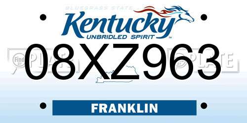 08XZ963 Kentucky License Plate