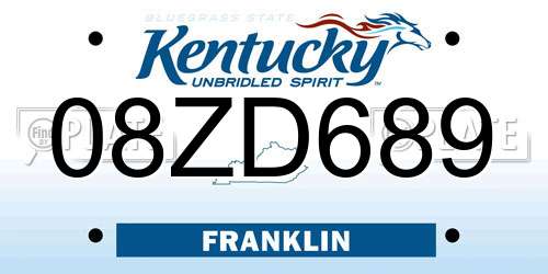 08ZD689 Kentucky License Plate