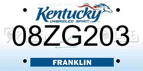 08ZG203 Kentucky License Plate