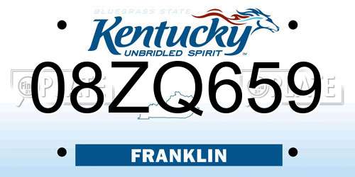 08ZQ659 Kentucky License Plate