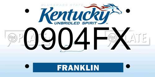 0904FX Kentucky License Plate