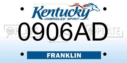 0906AD Kentucky License Plate