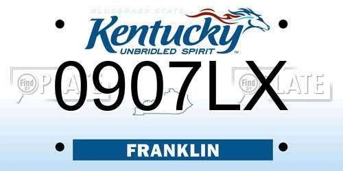 0907LX Kentucky License Plate