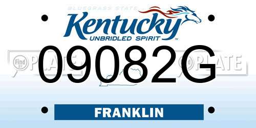 09082G Kentucky License Plate