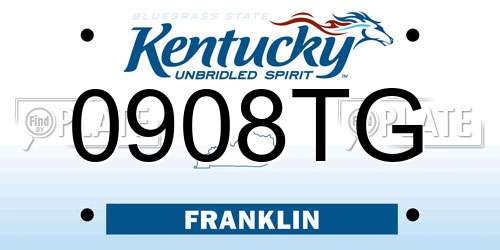 0908TG Kentucky License Plate