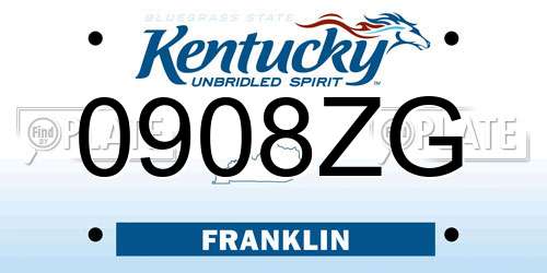 0908ZG Kentucky License Plate