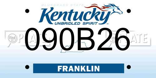 090B26 Kentucky License Plate