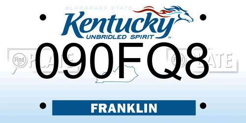 090FQ8 Kentucky License Plate