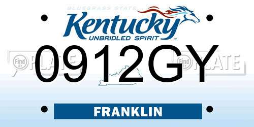 0912GY Kentucky License Plate