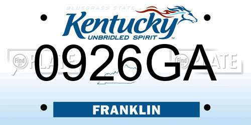 0926GA Kentucky License Plate