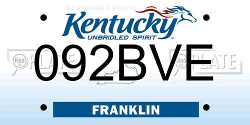 092BVE Kentucky License Plate