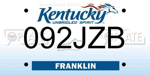 092JZB Kentucky License Plate