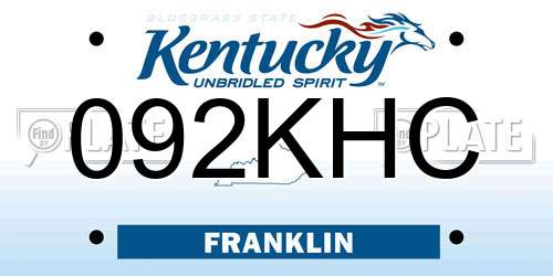 092KHC Kentucky License Plate