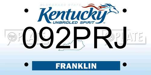 092PRJ Kentucky License Plate