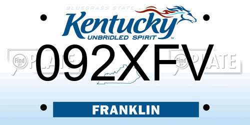 092XFV Kentucky License Plate