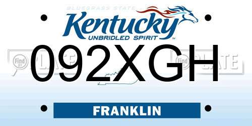092XGH Kentucky License Plate