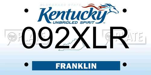 092XLR Kentucky License Plate