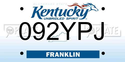 092YPJ Kentucky License Plate