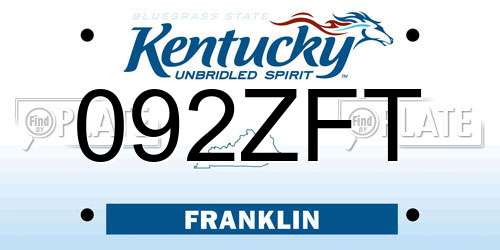 092ZFT Kentucky License Plate